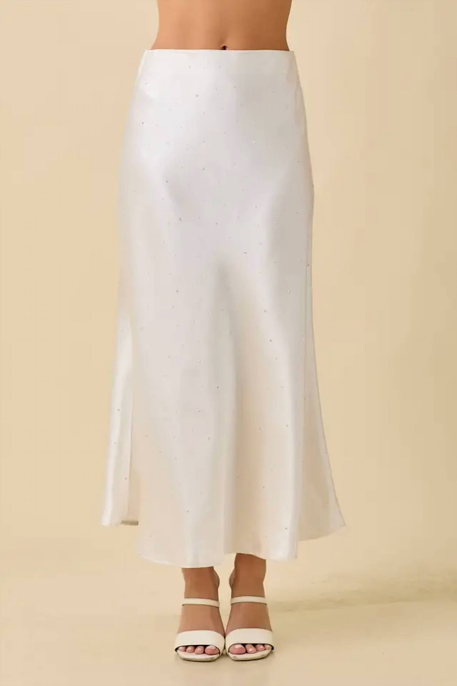 Main Strip - Satin Maxi Skirt With Rhinestone