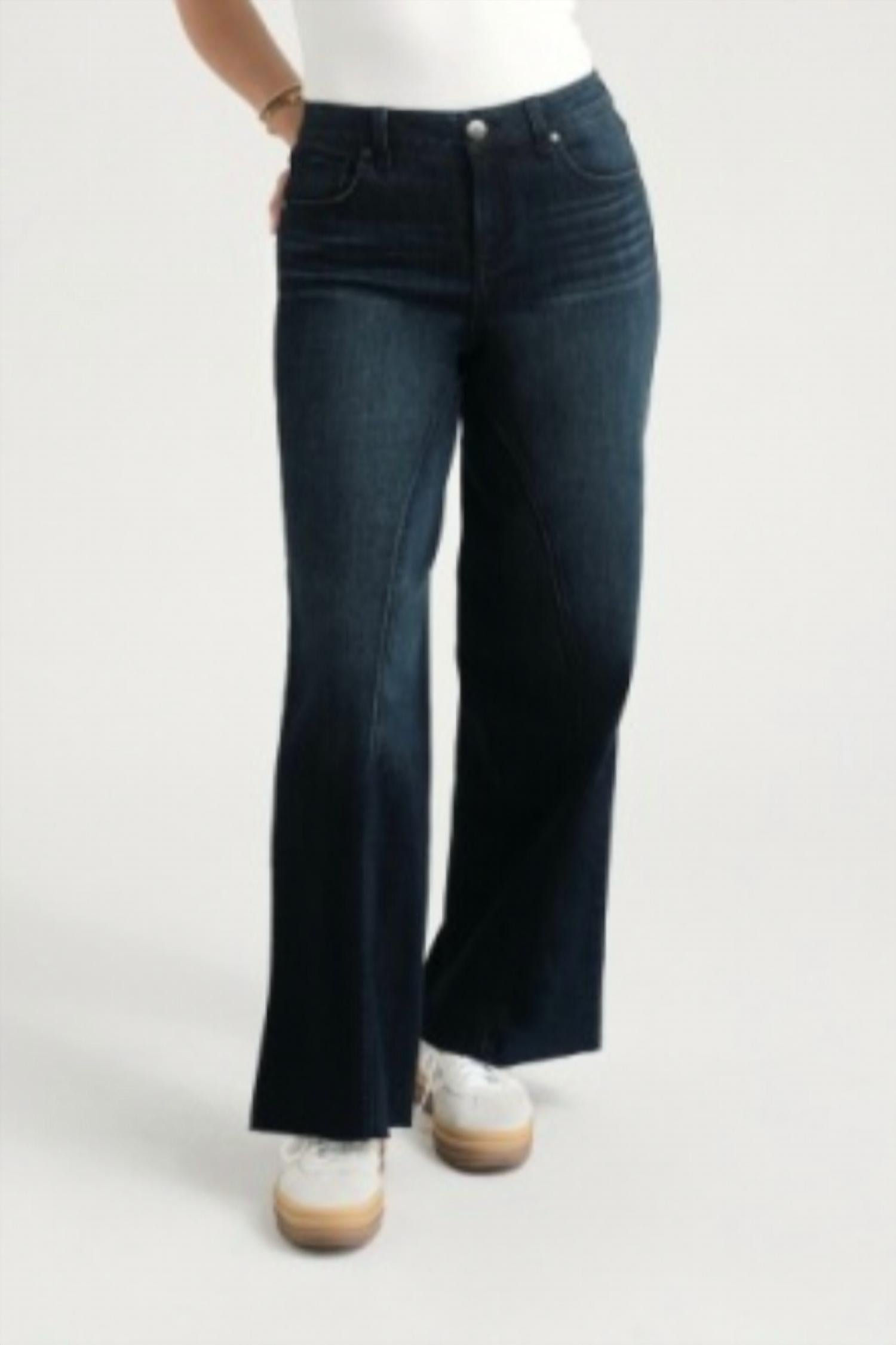 1822 Denim Women's High Rise Wide Leg Jean in dark blue - women's pants