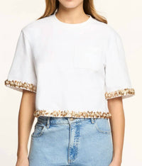 Cinq A Sept - Asa Sunflare Crystal Floral Detail Top