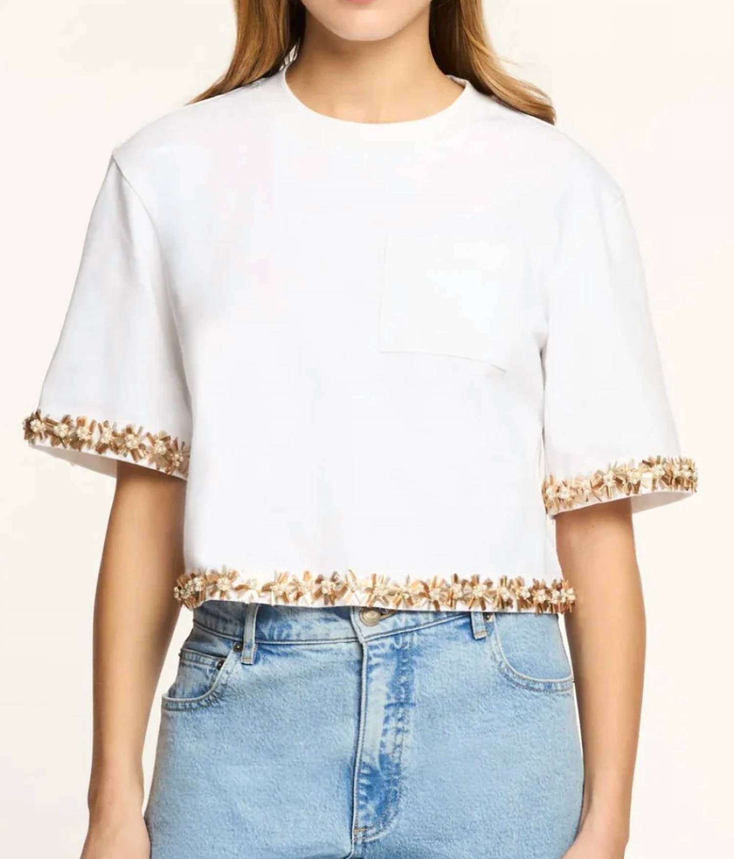 Cinq A Sept - Asa Sunflare Crystal Floral Detail Top
