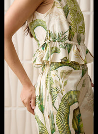 Aylaya Curaçao Peplum Top in palm forest - women's shirt - view 4