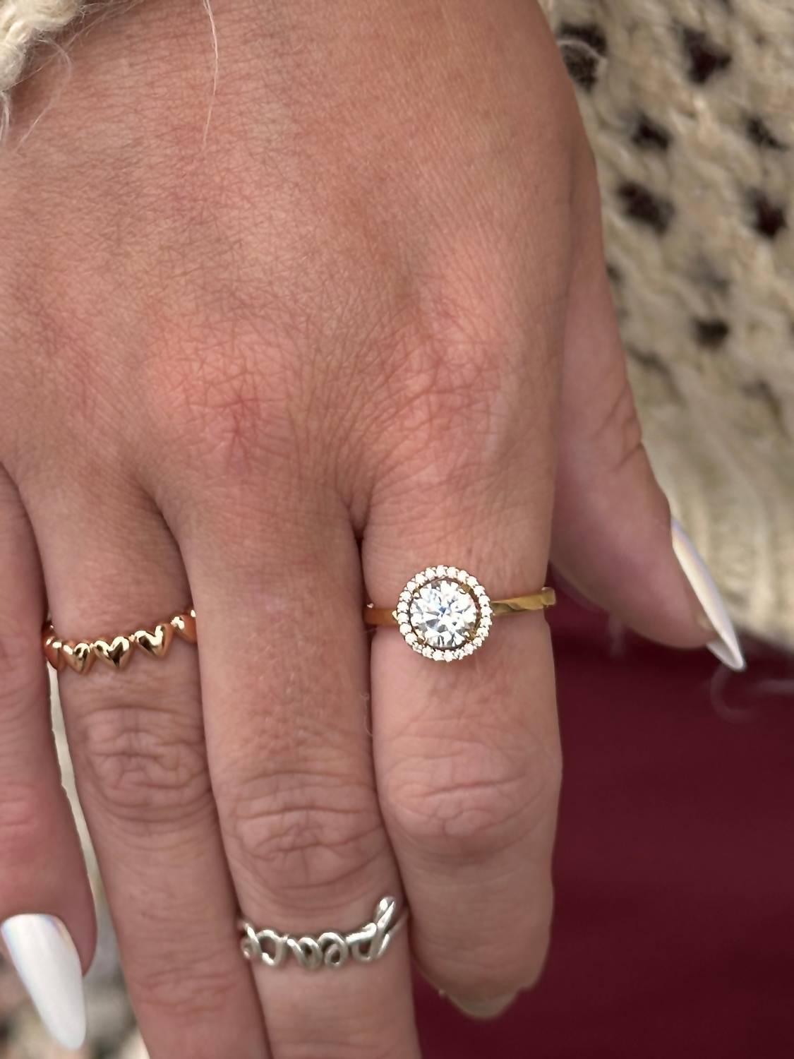 Pandora Women's Sparkling Round Halo Ring in gold - women's jewelry - detail view