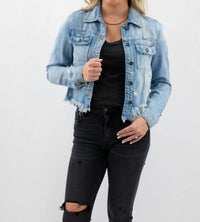 Hidden - Women's Uneven Hem Denim Jacket