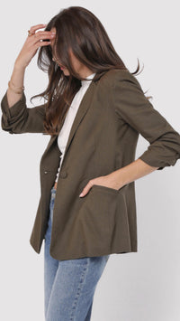Sadie & Sage - Backyard Ruched Sleeve Linen Blazer