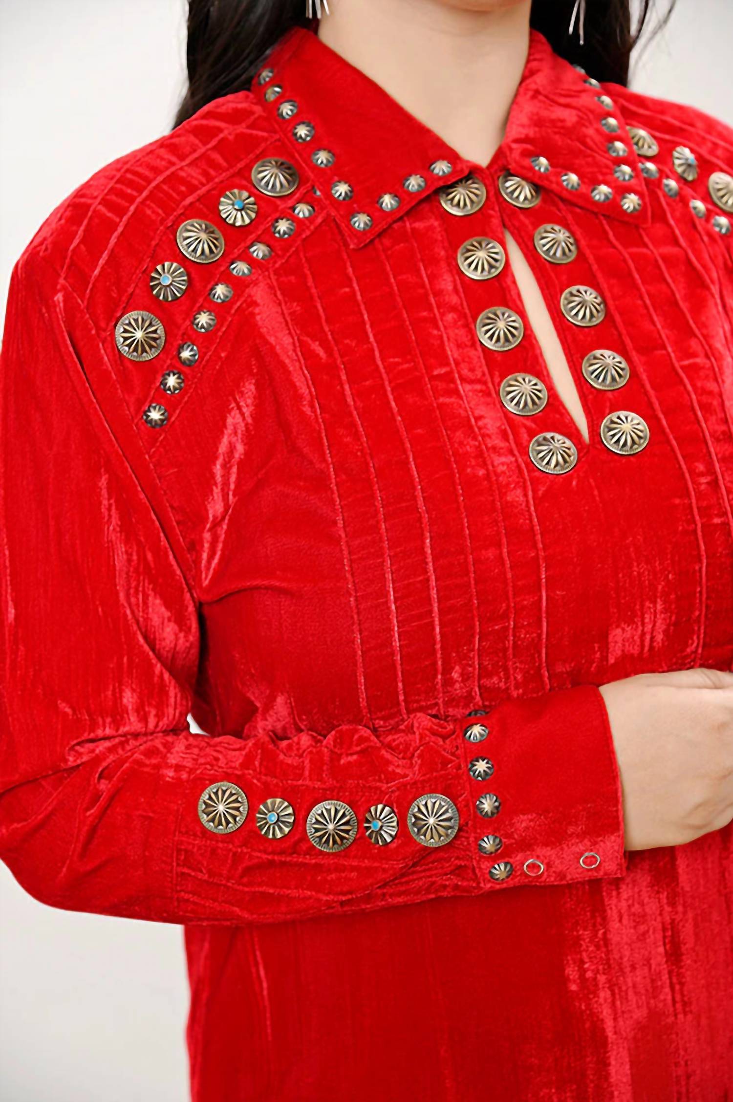 American Darling - Velvet Studded Long-sleeve Top - Plus