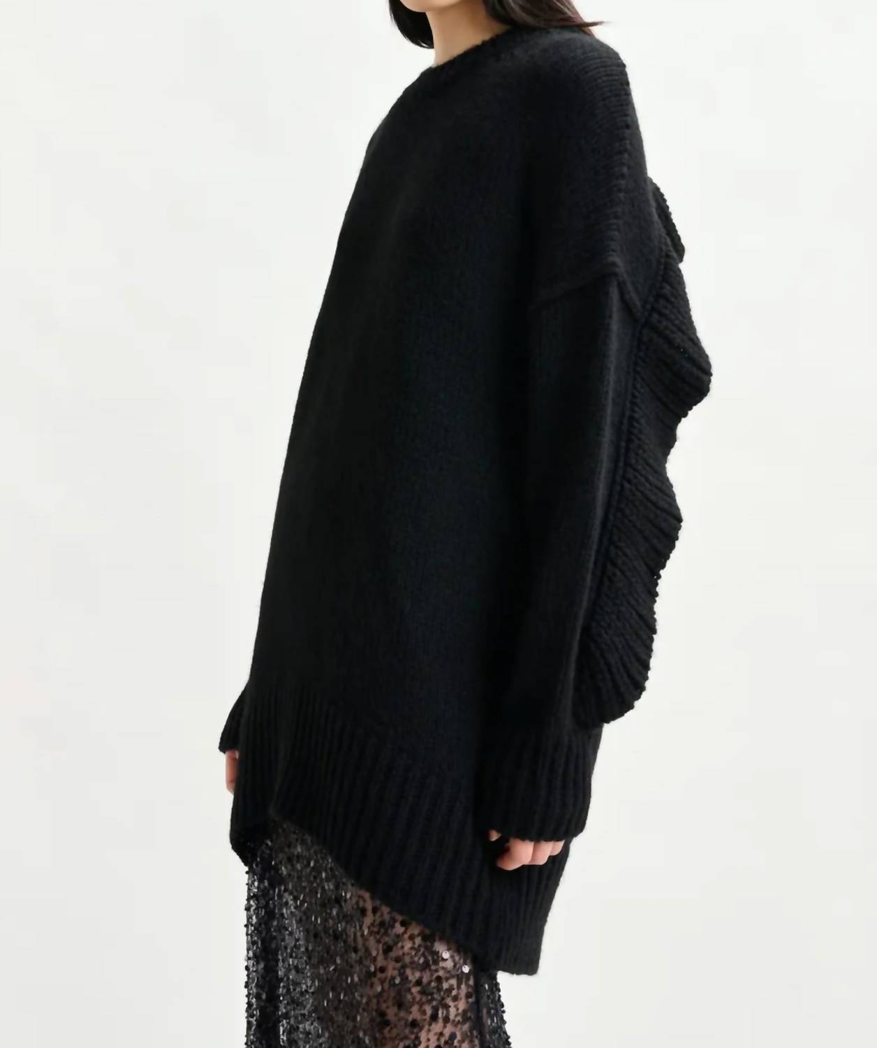Essentiel Antwerp - Knit Mini Dress With Ruffle Detail