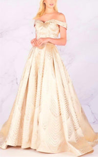 Mac Duggal - Off The Shoulder Satin Ballgwon