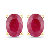 Diana M Jewels Women's Oval Natural Ruby Stud Earrings (1.70 Ct) - Classic in 14k yellow gold - women's jewelry - detail view