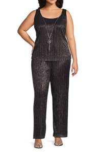 R&M Richards - 3-Piece Metallic Evening Pants Set