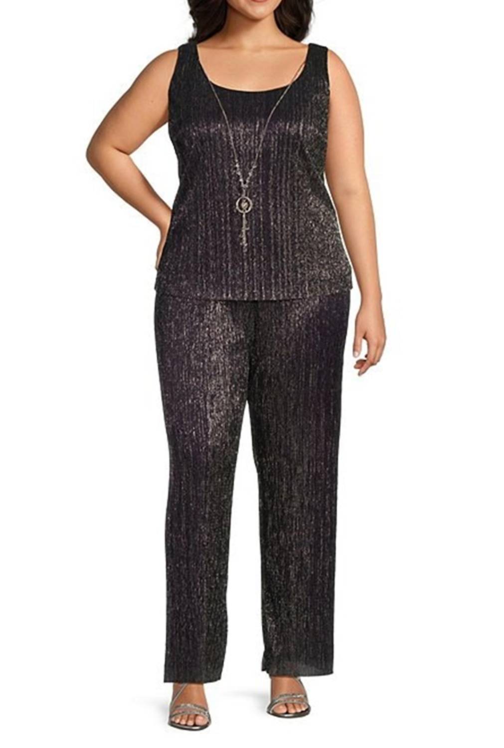 R&M Richards - 3-Piece Metallic Evening Pants Set