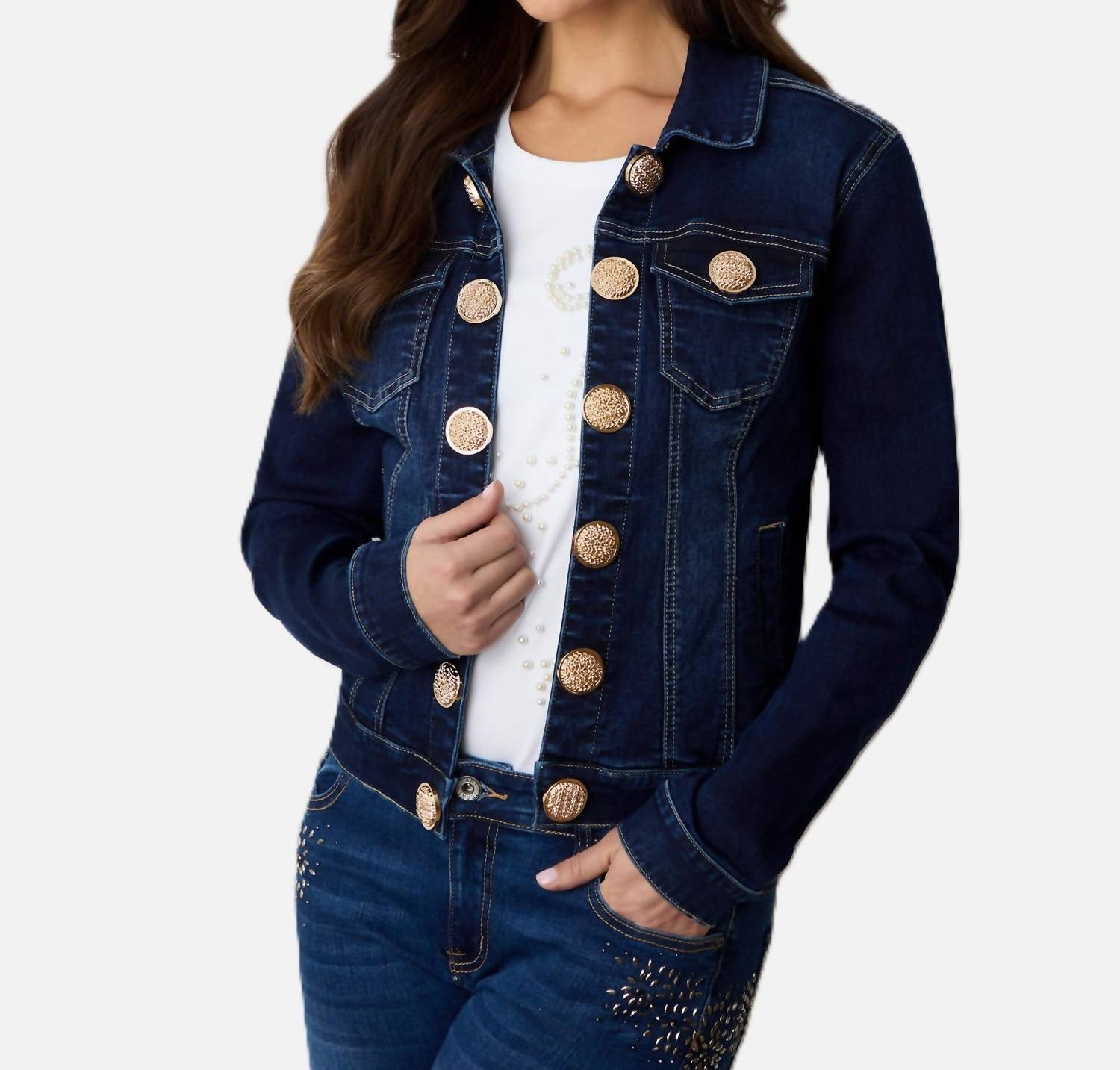 Orly - Dark Denim Gold Button Jacket