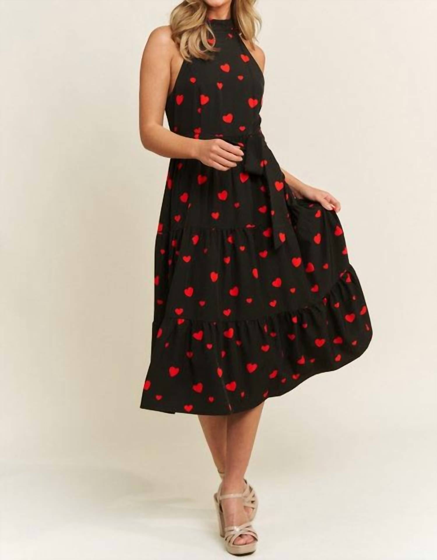 Sweet Generis - Heart Print Halter Dress