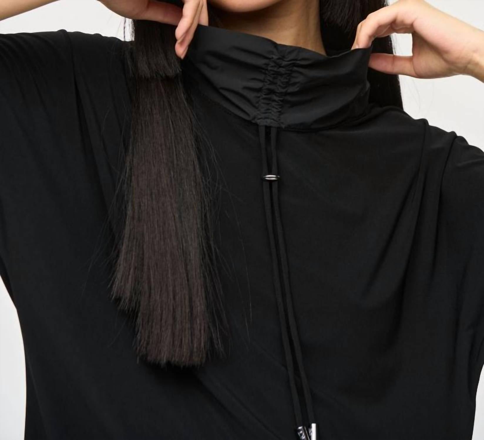Joseph Ribkoff - Drawstring Cowl Neck Cropped Jumpsuit