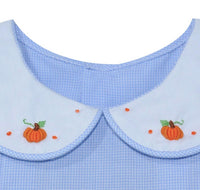 Baby Sen Kids Bubble Embroidered Pumpkin Collar Onesies in blue - kids' item - detail view