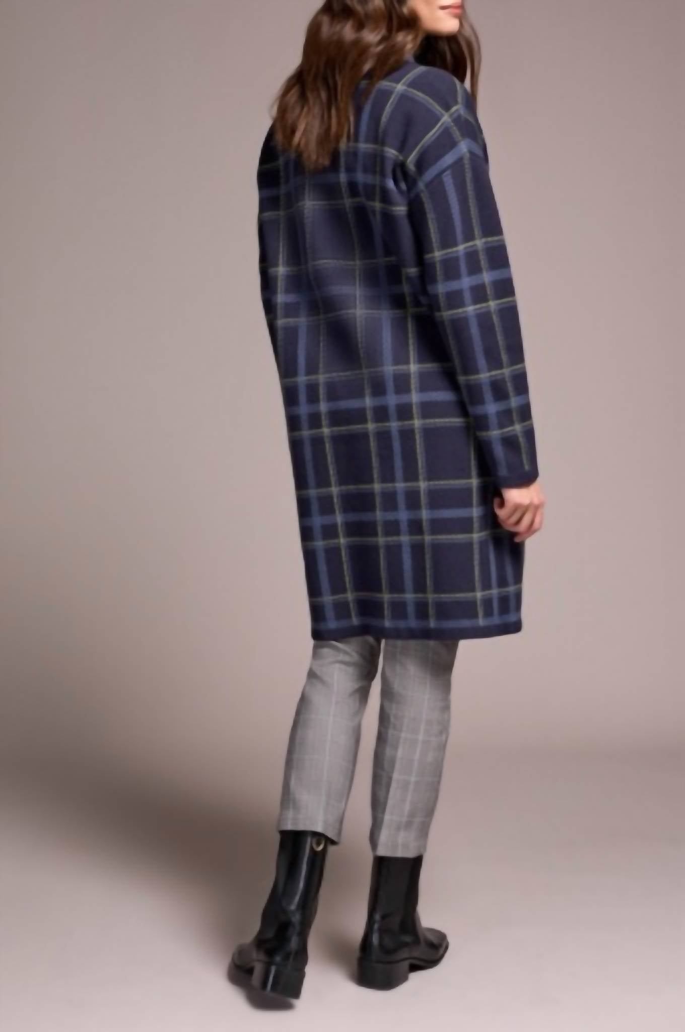 Tribal - Plaid Long Sleeve Coatigan Coatigan With Pockets