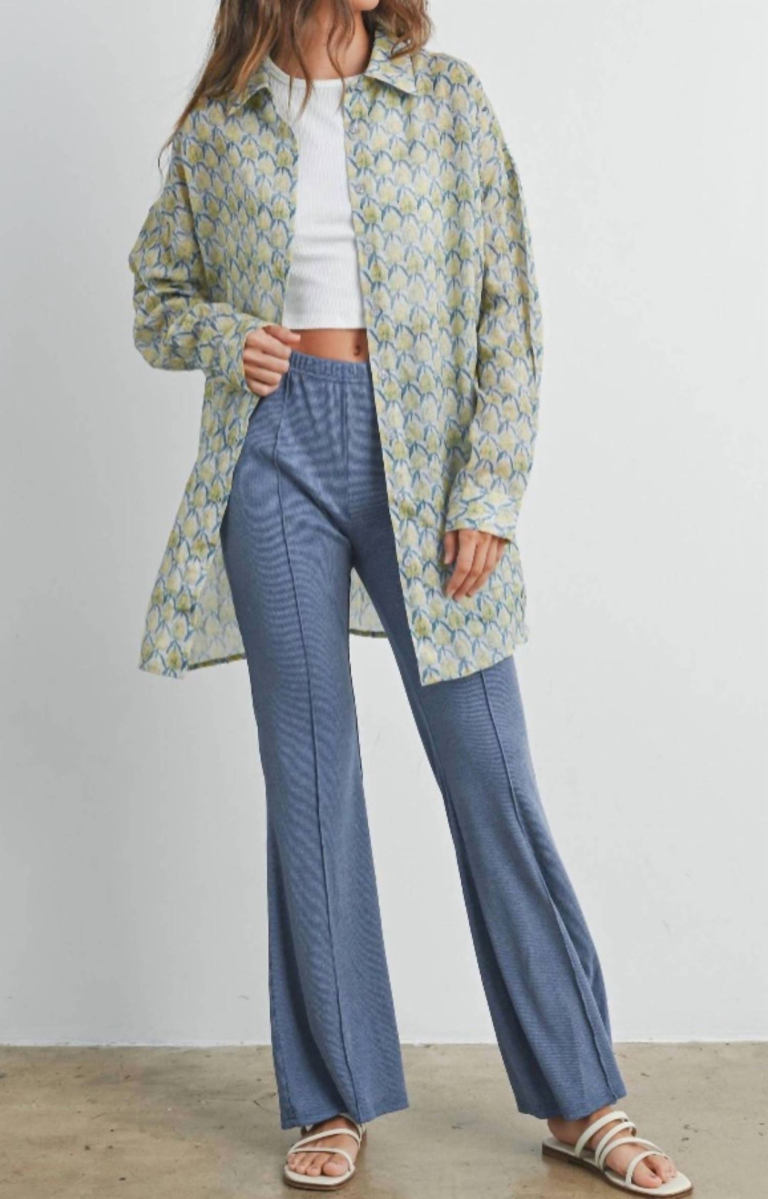 Buttermelon - Golden Bloom Oversized Button-down Shirt