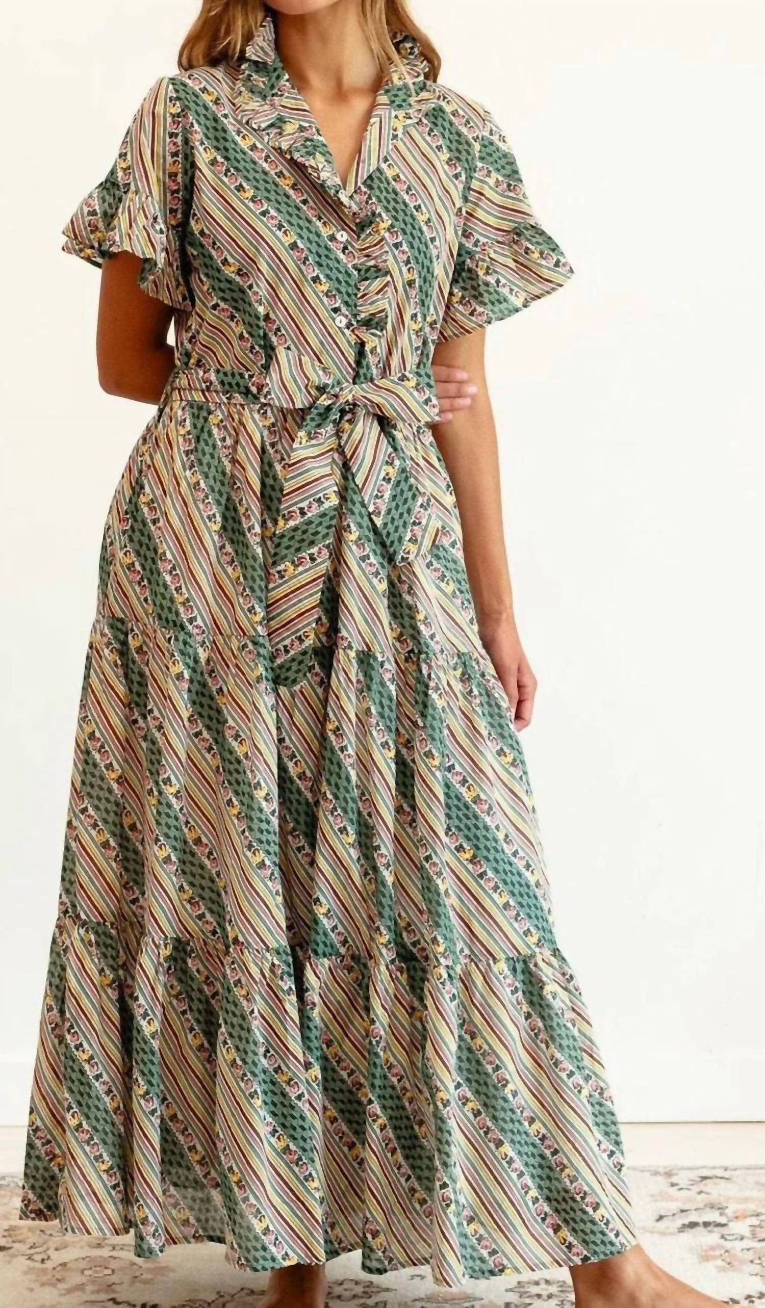 MILLE Victoria Maxi Dress in rose stripe - women's dress