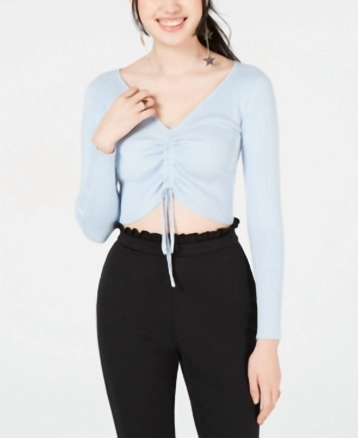 Material Girl - Juniors Ruched Front Cropped Sweater