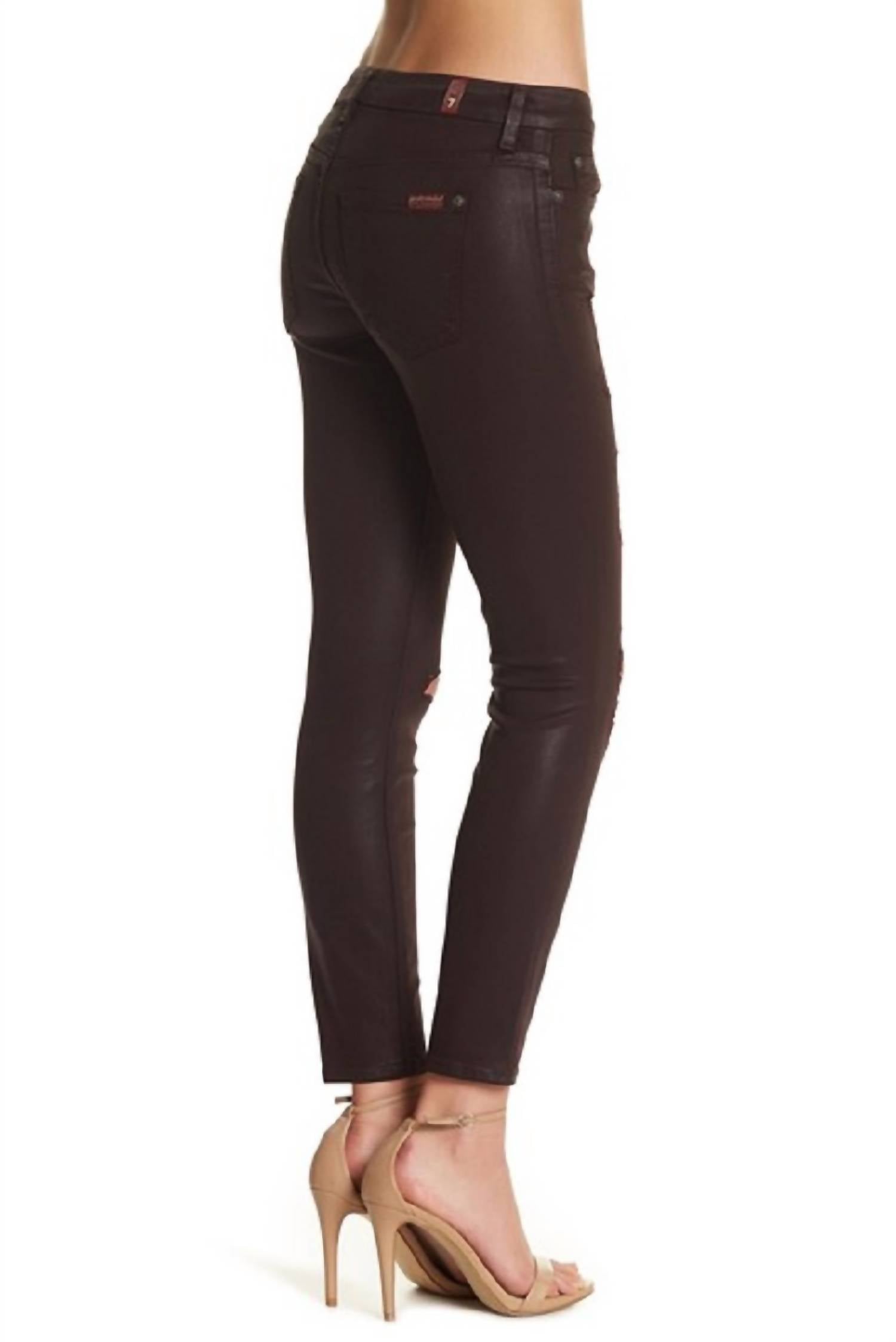 7 For All Mankind - Coated Distressed Skinny Jeans