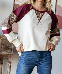 7Th Ray - Animal Print Color Block Top