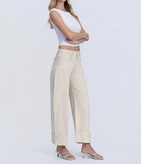 Flying Monkey - High Rise Side Panel Cuffed Crop Barrel Jeans