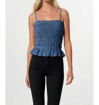 Wisteria Lane - Smocked Chambray Top
