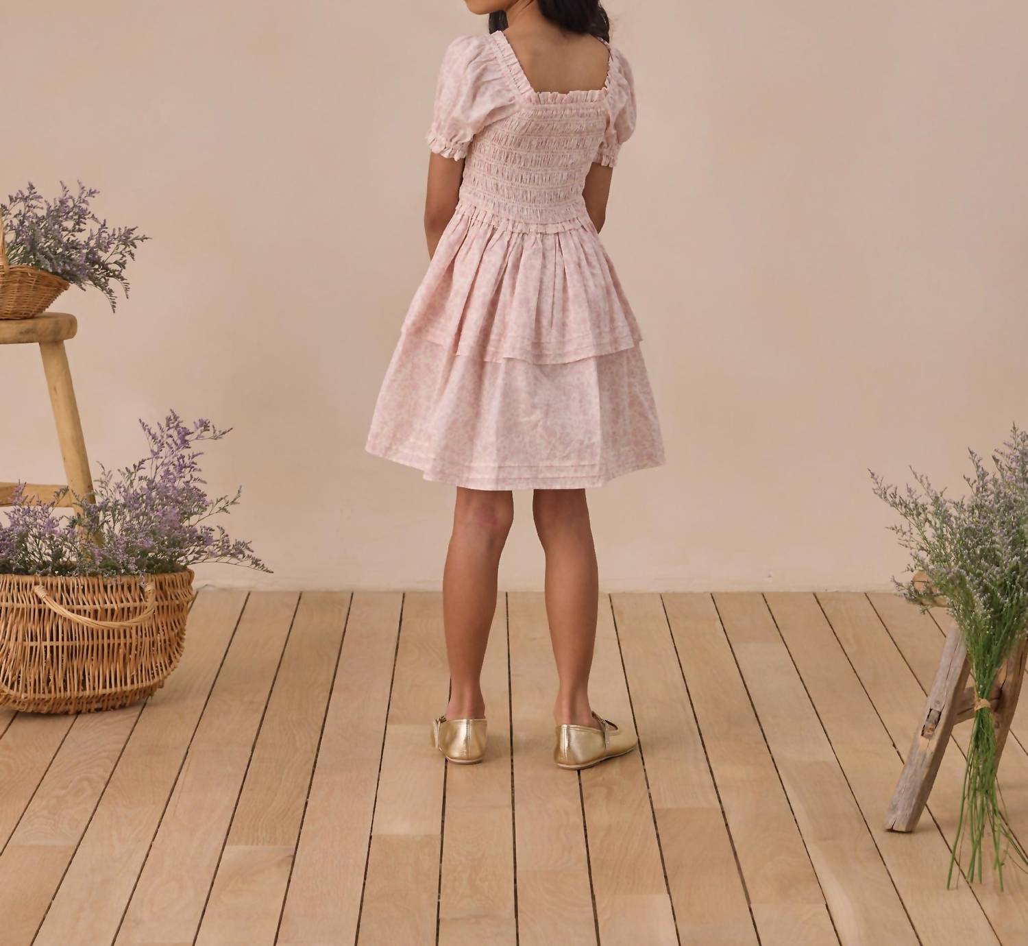 NORALEE Girls Cosette Dress in lavender floral - kids' dress - alternate view