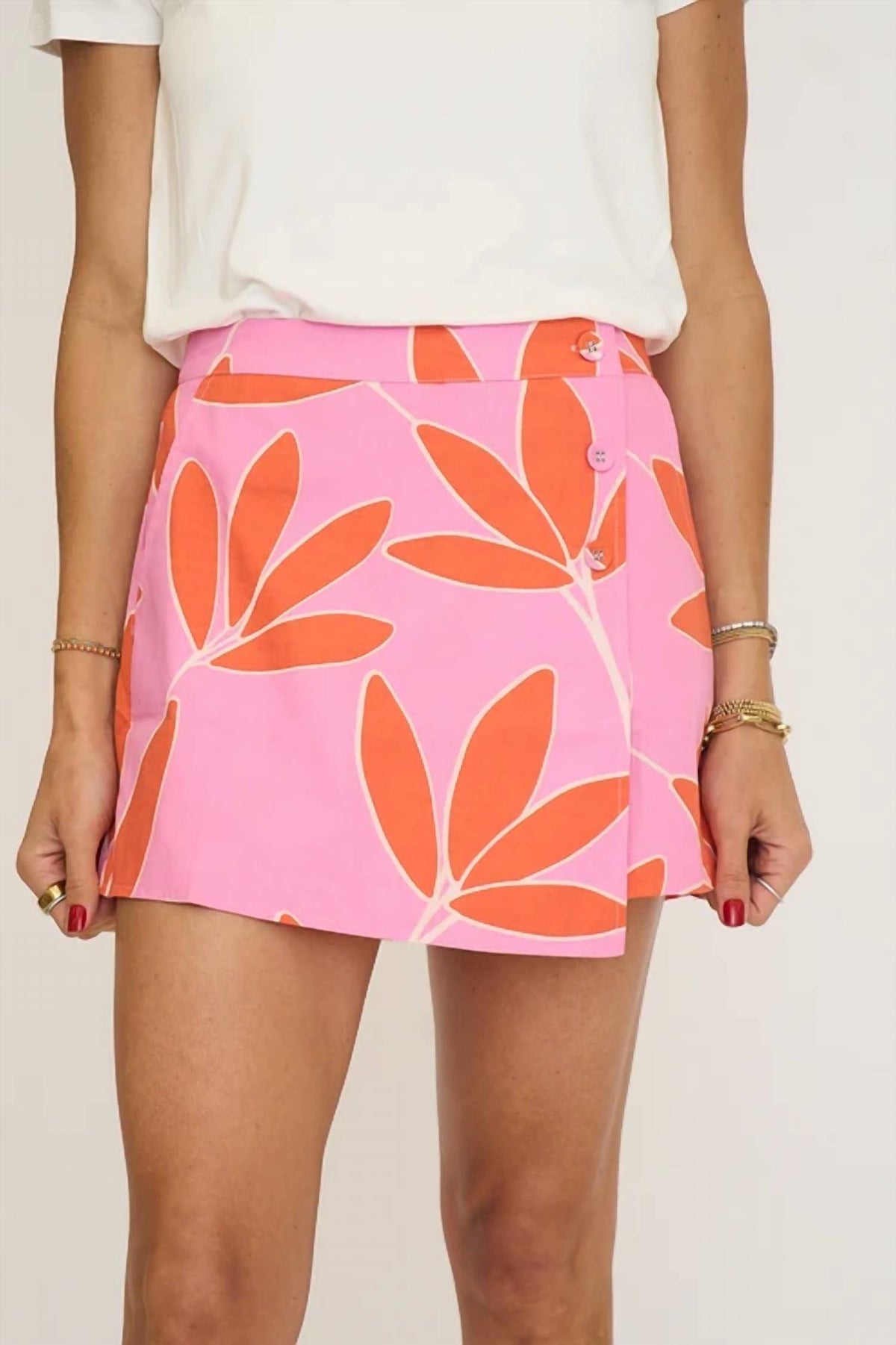 Karlie - Palm Leaf Floral Wrap Skort
