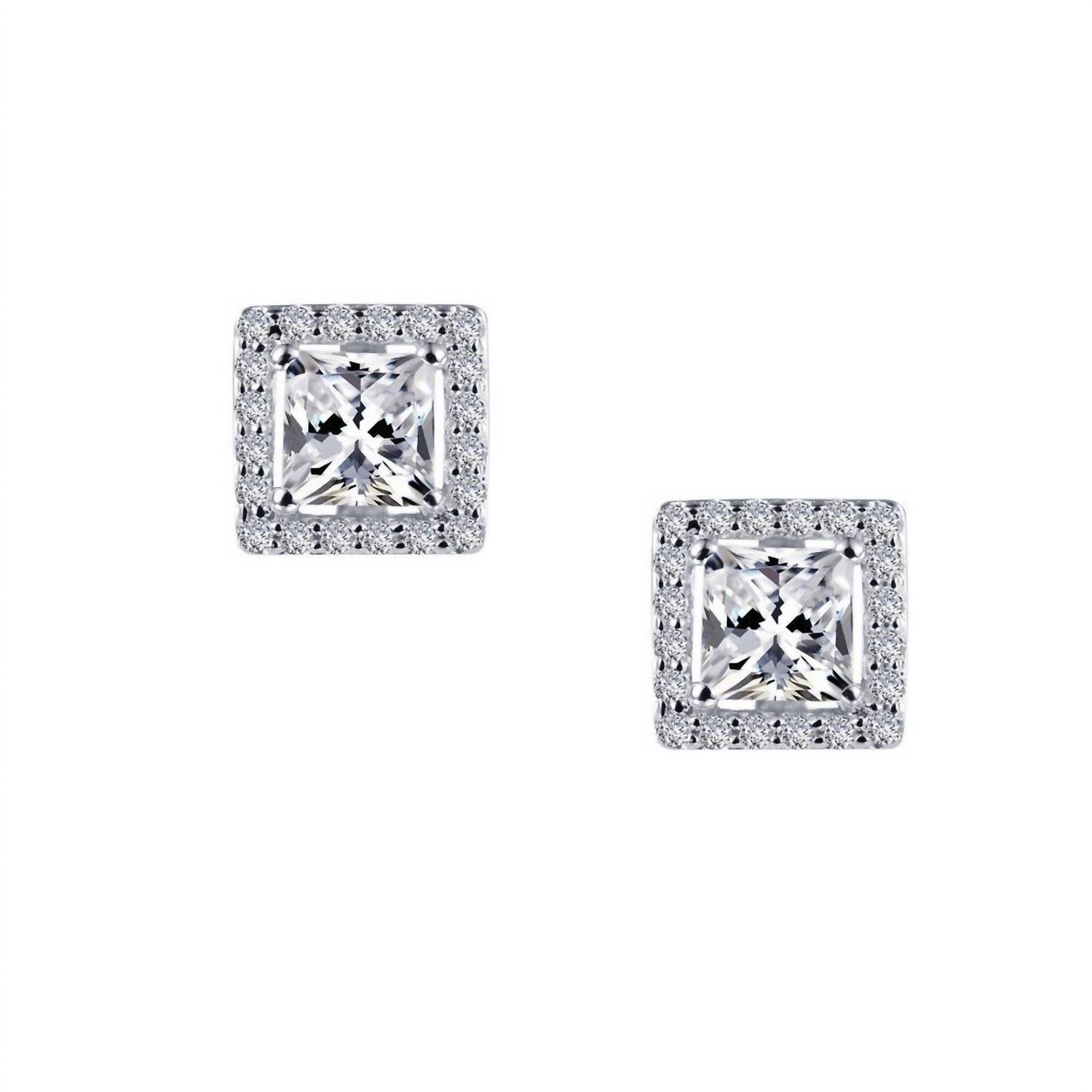 Lafonn - Women's Princess Cut Halo Stud Earrings