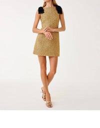 Lilly Pulitzer Cora Skirted Shift Romper in gold metallic golden glow boucle - women's dress - view 4