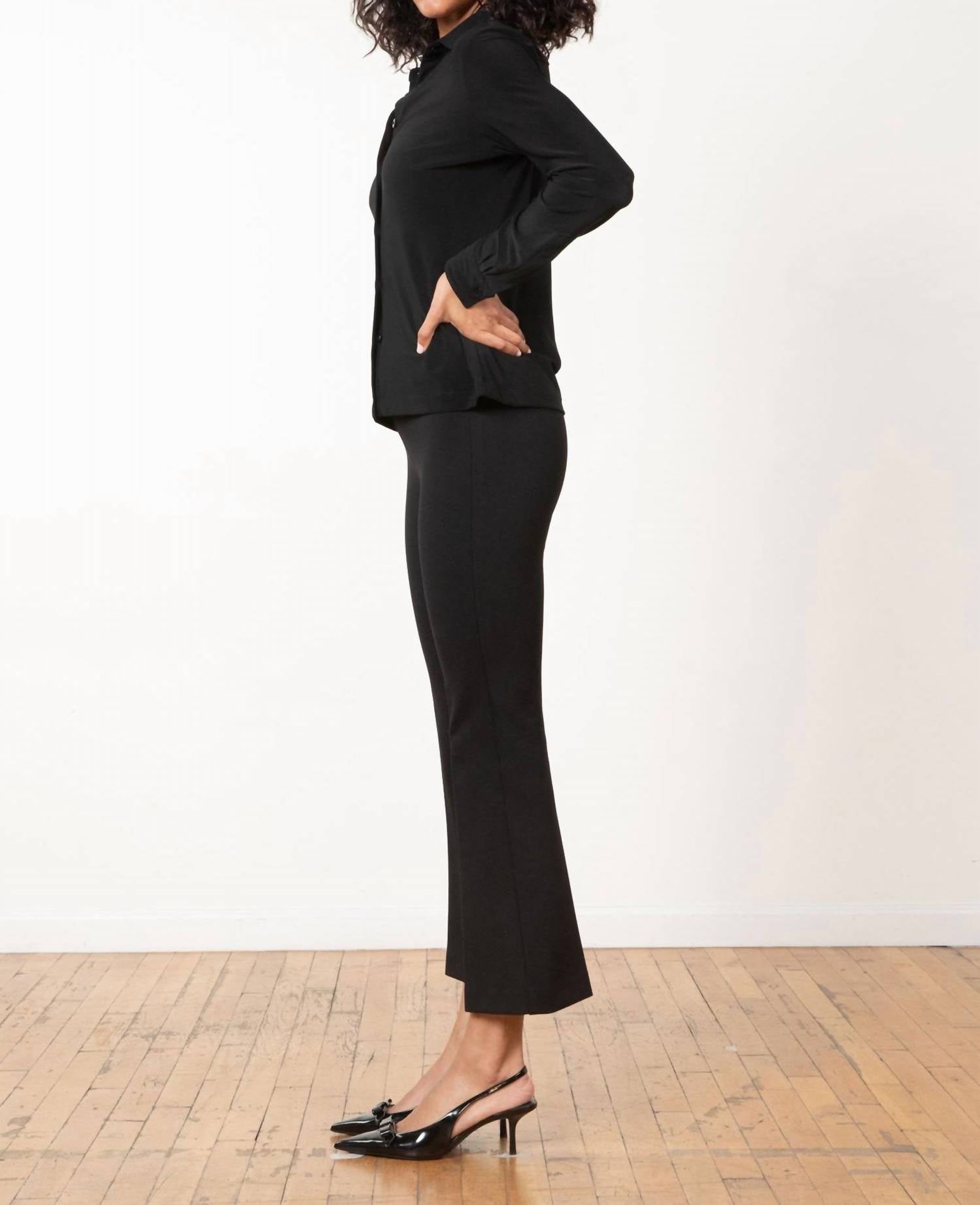 Avenue Montaigne Leo Stretch Cropped Flare Trousers in black - women's pants - alternate view