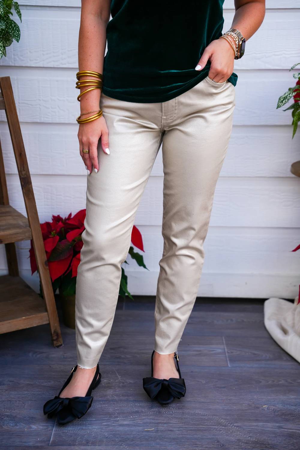 Kut From The Kloth - Charlize Coated High Rise Cigarette Leg Pants