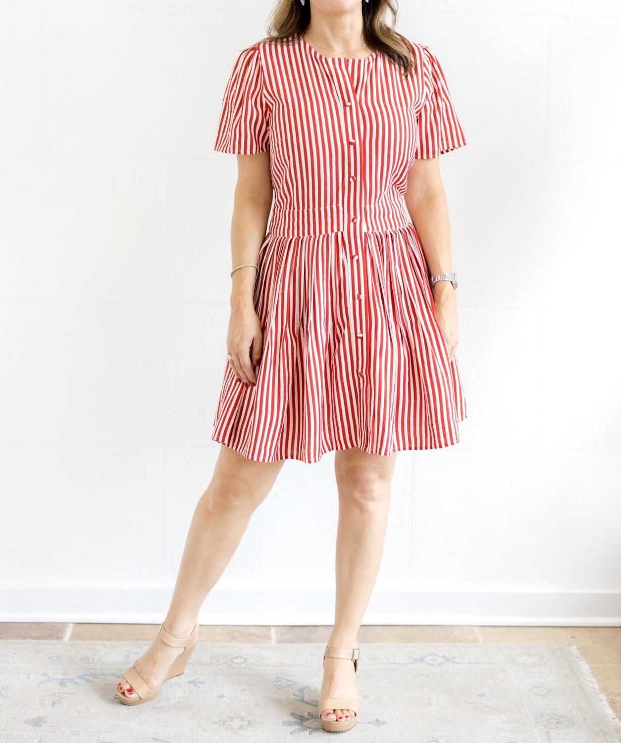 Sail To Sable - Button Front Cinched Dress