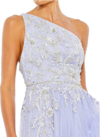 MAC DUGGAL One Shoulder Embellished Hi Low Gown in periwinkle - women's dress - alternate view