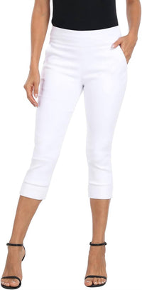 Charlie B - Women's Solid Pull On Stretch Cropped Cuff Pant