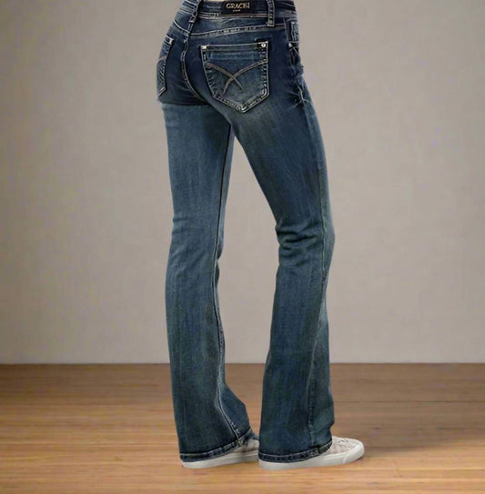 Grace In La - Mid Rise Simple Stitches Jean