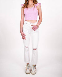 Daze - Shy Girl Ripped Knee Crop Flare Jeans