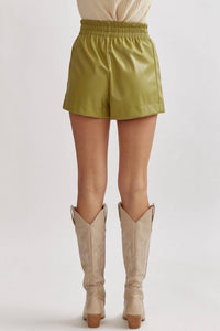 Entro - Women's Faux Leather High Waisted Shorts