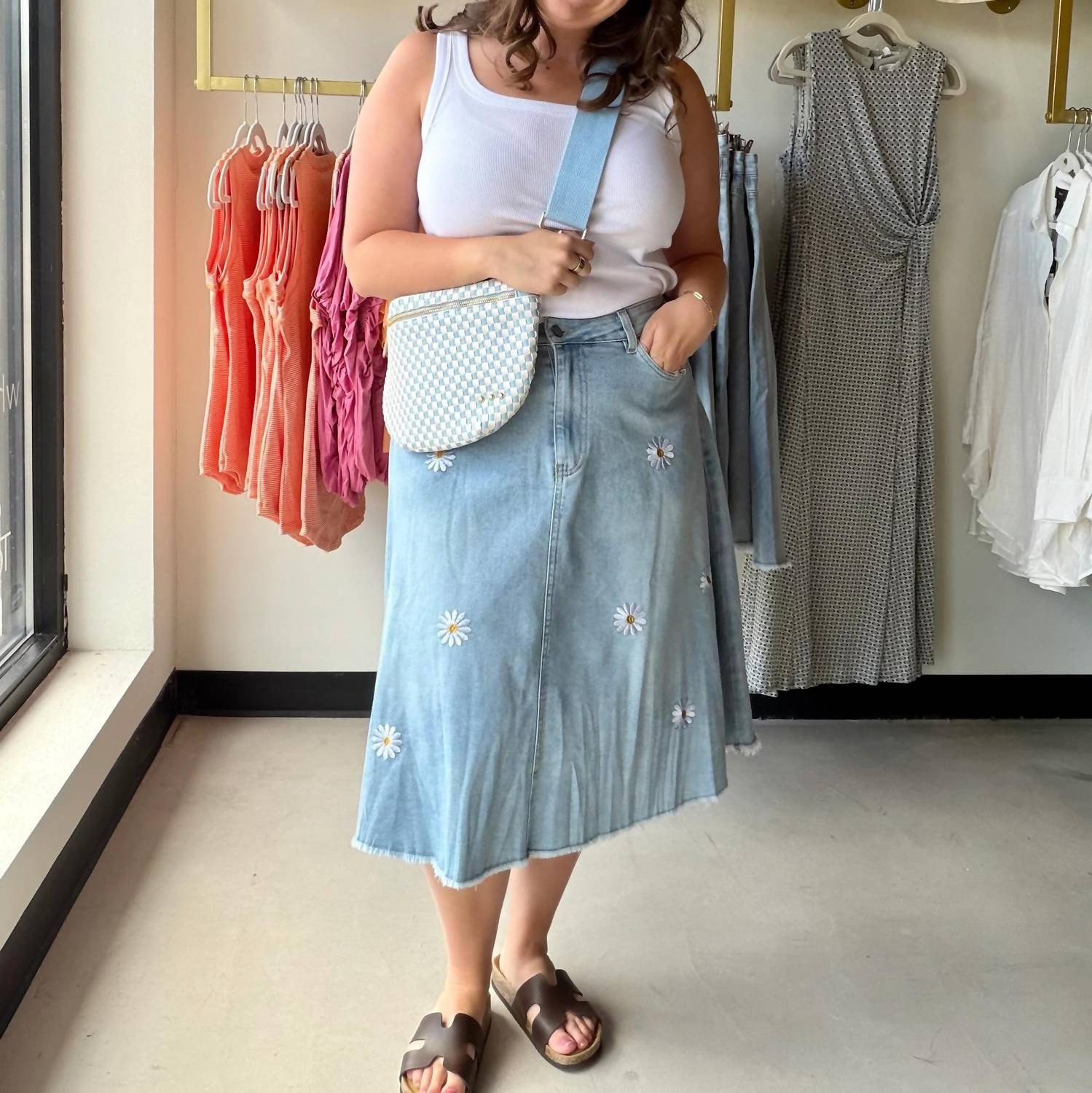 Anniewear - Women's Daisy Embroidered Denim Skirt