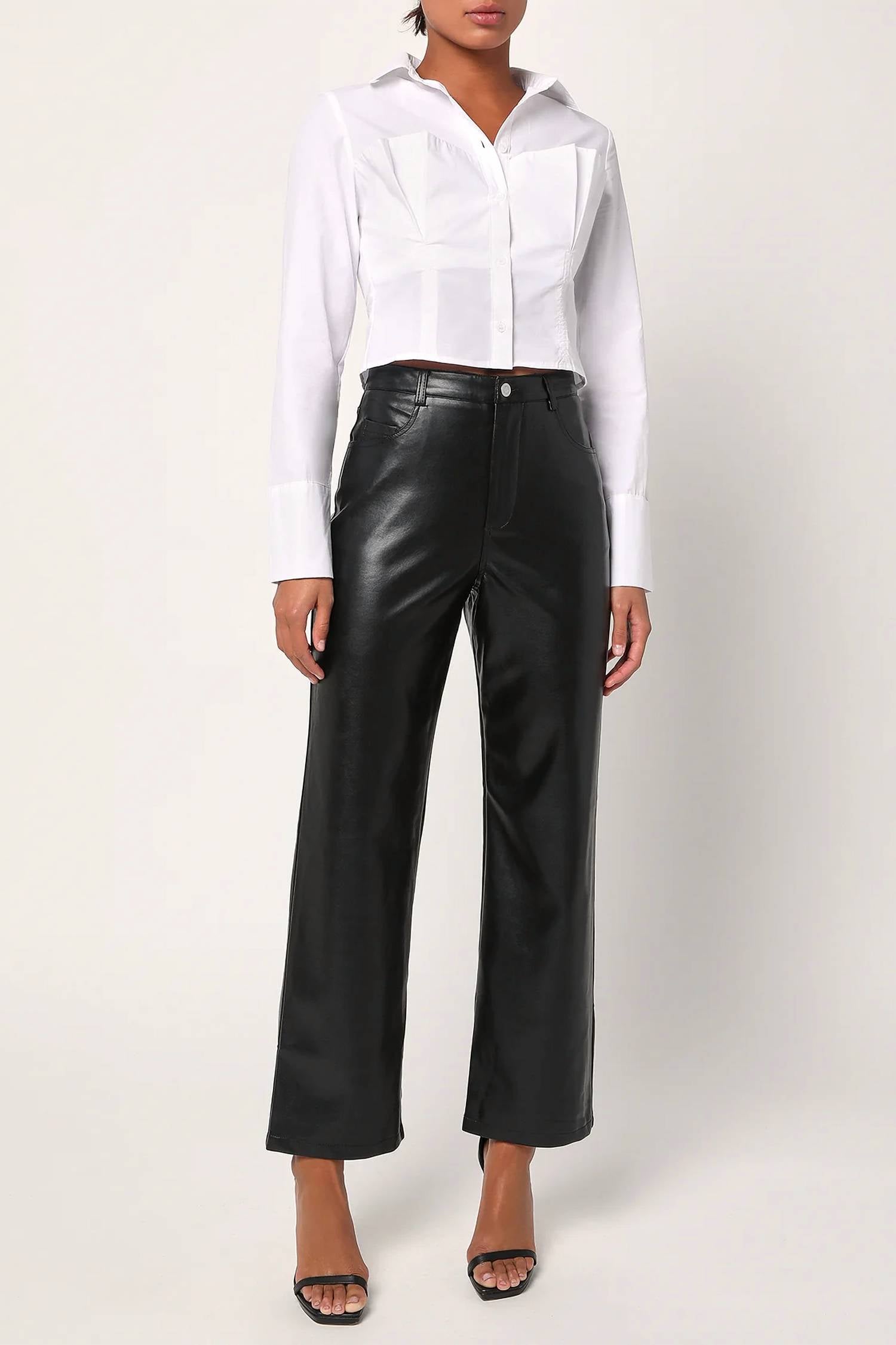 Lulus - Sophisticated Twist Cropped Bustier Button-up Top