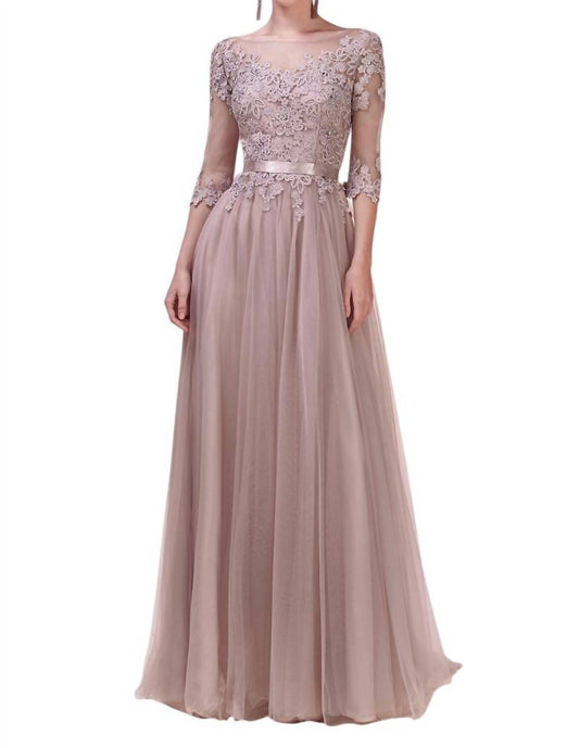 Andrea & Leo Couture - DUSTY FLORAL SLEEVE GOWN