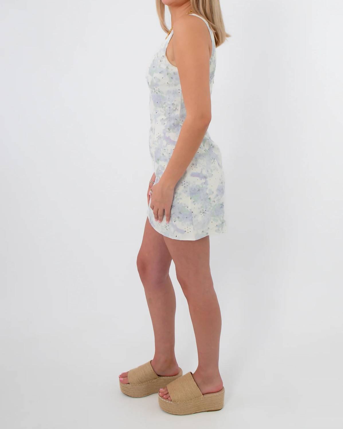 Storia - Hydrangea Haze Floral Eyelet Mini Dress