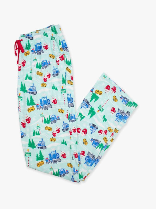 Rufflebutts - Kid's Snowy Train Tracks Pajama Pants