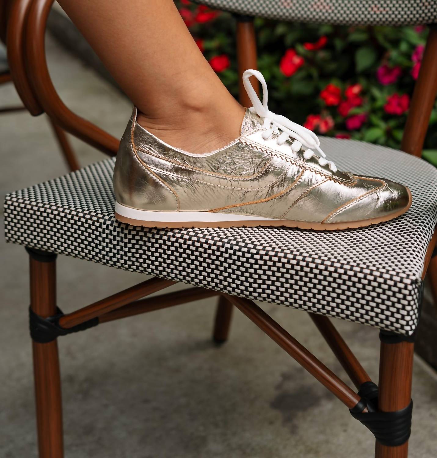 Dolce Vita Women's Delany Crinkle Patent Sneaker in light gold - women's sneaker - view 6