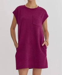 Entro - Quilted Round Neck Sleeveless Mini Dress