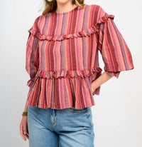 Ivy Jane - Striped Ruffles Tier Top