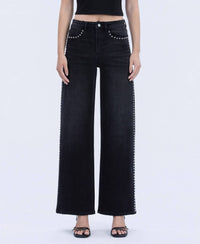 Vervet By Flying Monkey - High Rise Silver Dome Nail Head Jeans