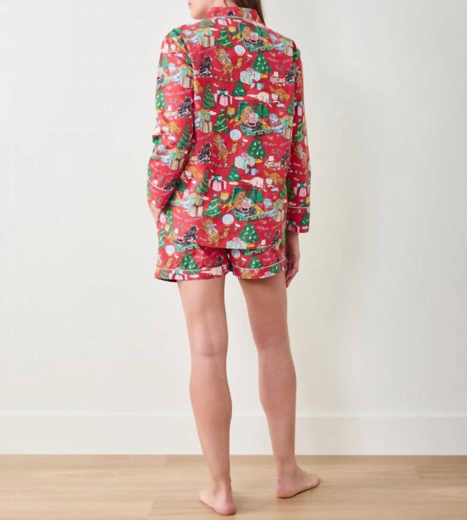 Printfresh - Meowy Christmas Long Sleeve Top & Shorts Set