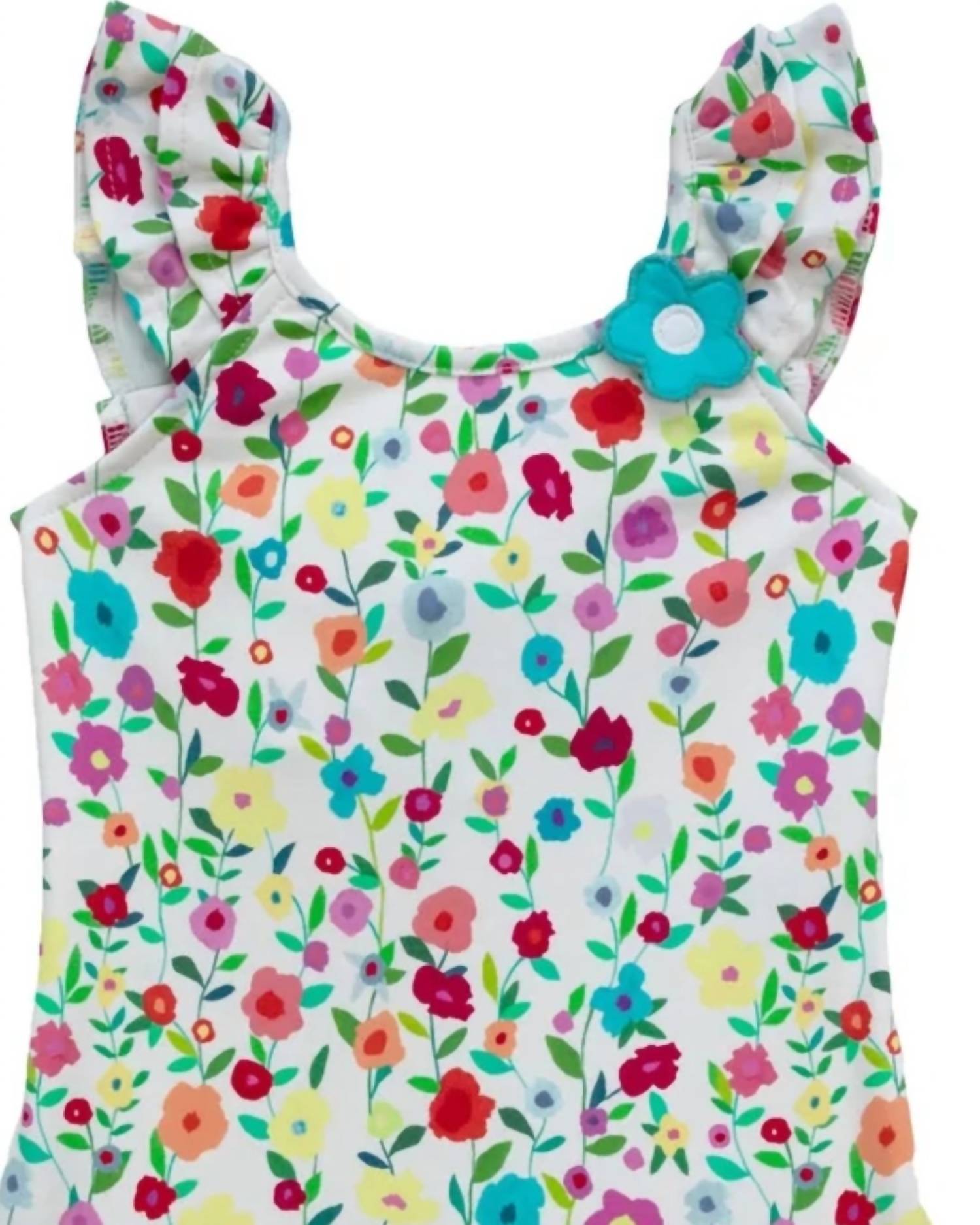 Florence Eiseman Girl's Floral Ruffle Swimsuit in white multi - kids' item - detail view