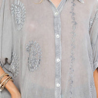 Young Threads - Kimono-inspired Dolman Sleeve Western Blouse